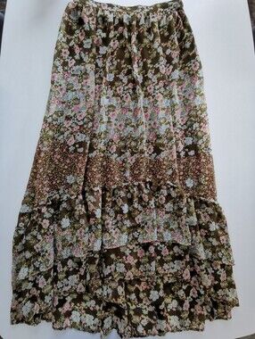 Bohemian Whimsical Fairy Country Floral Flowy High-Low Maxi Vintage Skirt H&M